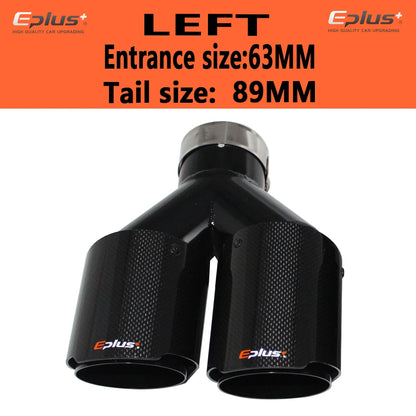 EPLUS Car Carbon Fiber Glossy Muffler Tip Y Shape Double Exit Exhaust Pipe Mufflers Nozzle Decoration Universal Stainless Black-EXPROTAS