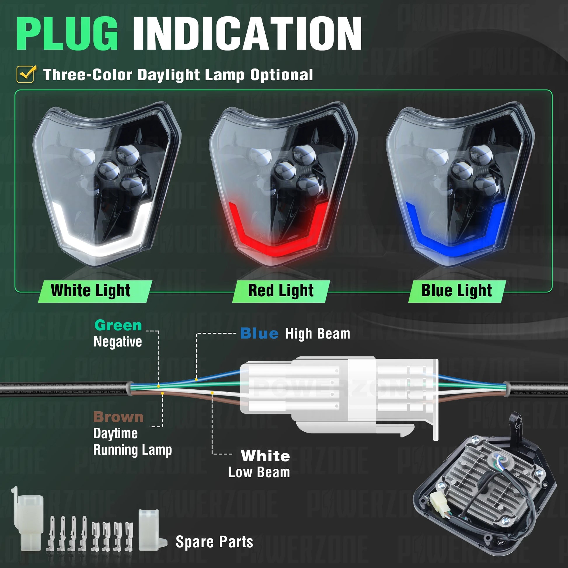 PowerZone Motorcycle  Headlight Headlamp Head Light Supermoto Fairing For KTM EXC SXF MX Dirt Bike Enduro  Headlight - EXPROTAS