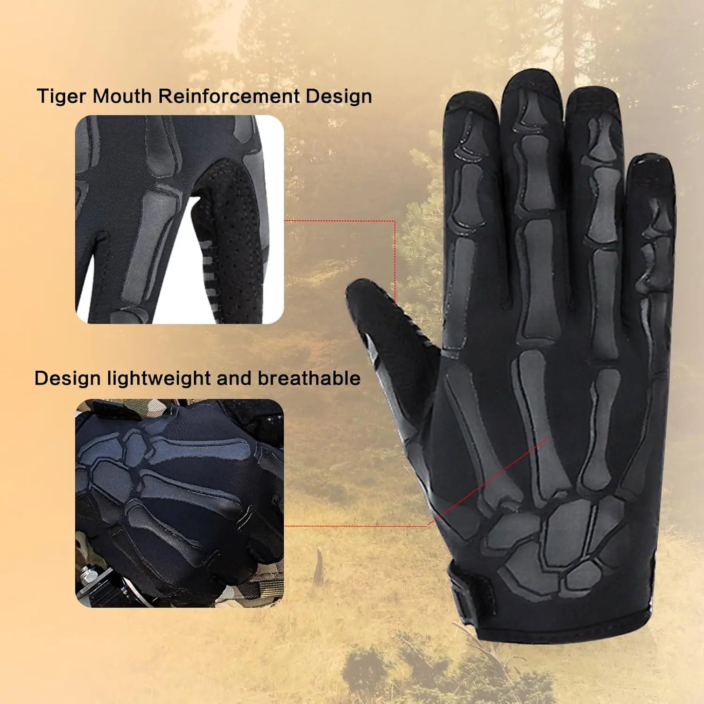 Tactical Full Finger Screen Motorcycle Gloves Outdoor Breathable Knuckle