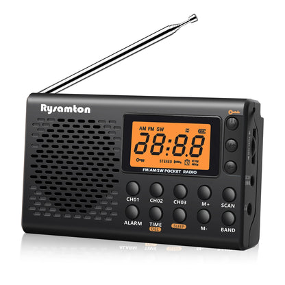 Portable AM/FM Shortwave Radio with Clock Function & Sleep Timer - Digital