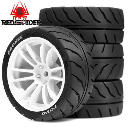 4pcs 68mm Rubber Tire Wheels 12mm Hex for Tamiya TT01 TT02 XV01 XV02 1/10