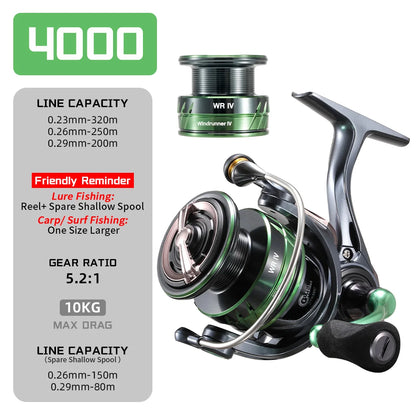SeaKnight WRIV Spinning Reel 5.2:1 Ultra Smooth 10BB Lightweight One-Piece Handle