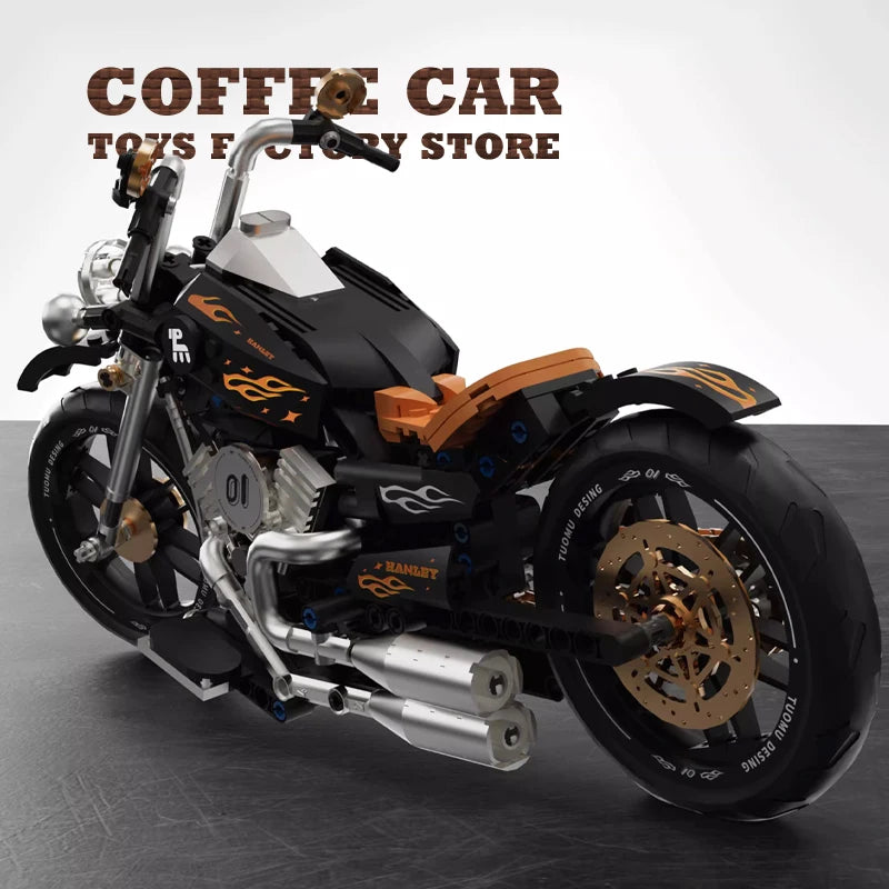 High-Tech Retro Motorbike MOC Building Blocks City Racing Motorcycle Model Toy Gift