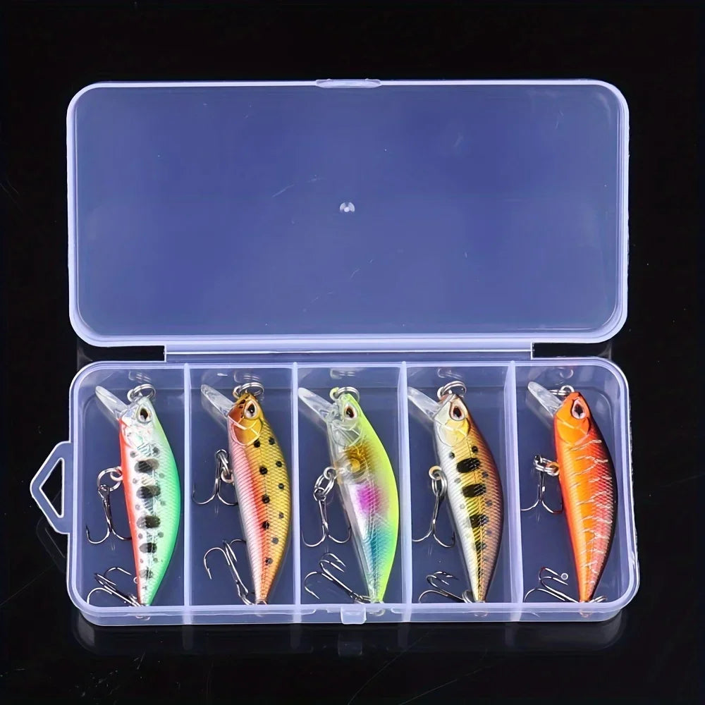 5Pcs Sinking Minnow Fishing Lures Mini Hard Bait for Trout Bass Carp