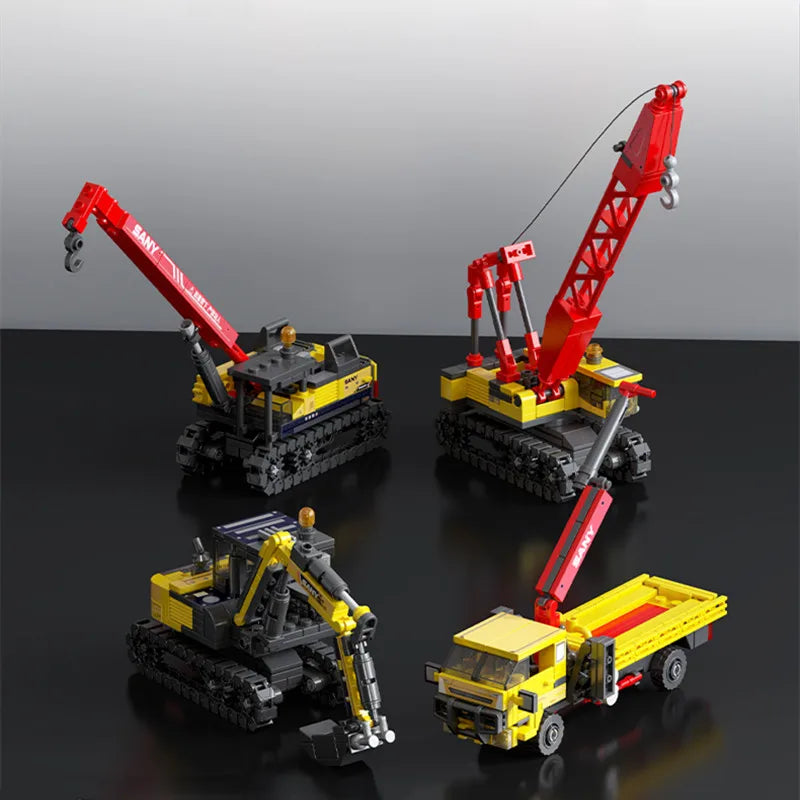 SEMBO 4in1 Rotary Drilling Rig Building Blocks Construction Vehicle Truck Toy Gift