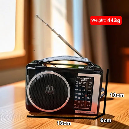 Portable Retro Radio with Loudspeaker Retractable Antenna AM FM Shortwave