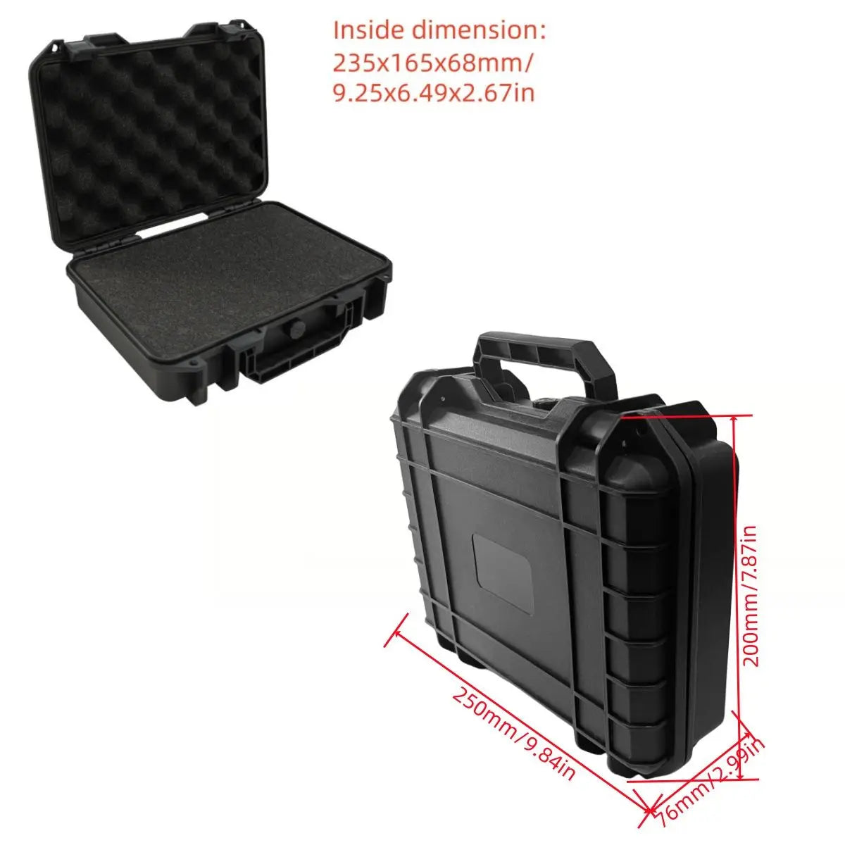 Plastic Box Waterproof Sealed Shockproof Case Dry Storage 250x200x76mm