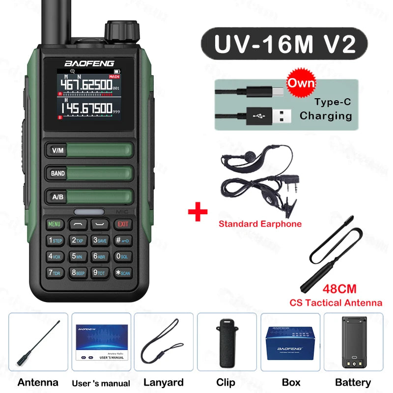 Baofeng UV16M Two Way Radio Walkie Talkie Long Range UHF VHF AM FM