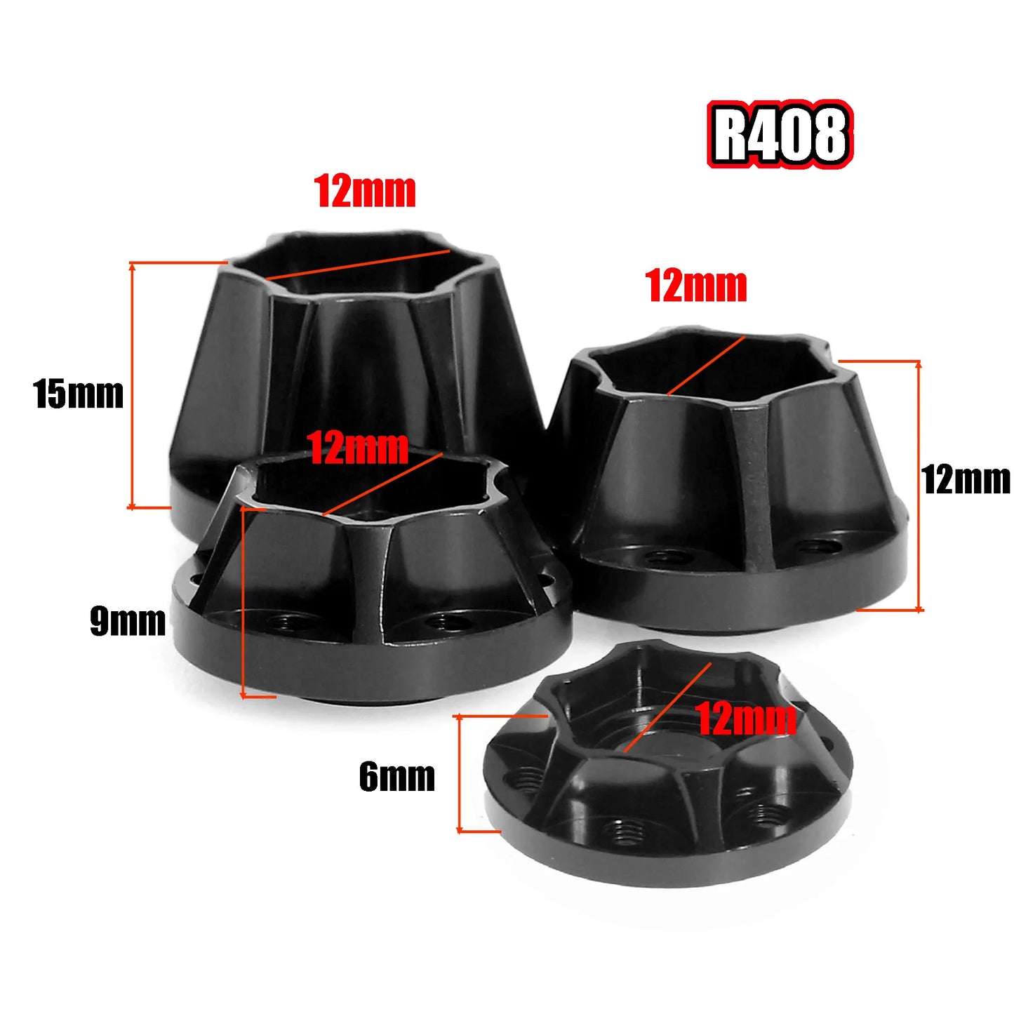 RED SPIDER  Wheel Hex Hubs Extension Combiner 6/9/12/15mm for 1.9 or 2.2 inch Tamiya CC01 D90 Axial SCX10 Traxxas TRX4