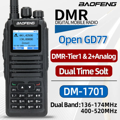 Baofeng DMR DM 1701 Digital Walkie Talkie Dual Mode Analog Two Way Radio Open GD77 Dual Time Slot Tier 1+2 Ham Radio DR 1801-EXPROTAS