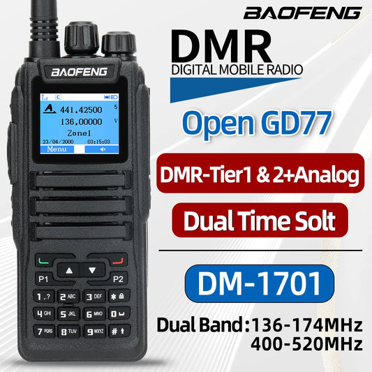 Baofeng DMR DM 1701 Digital Walkie Talkie Dual Mode Analog Two Way Radio Open GD77 Dual Time Slot Tier 1+2 Ham Radio DR 1801-EXPROTAS