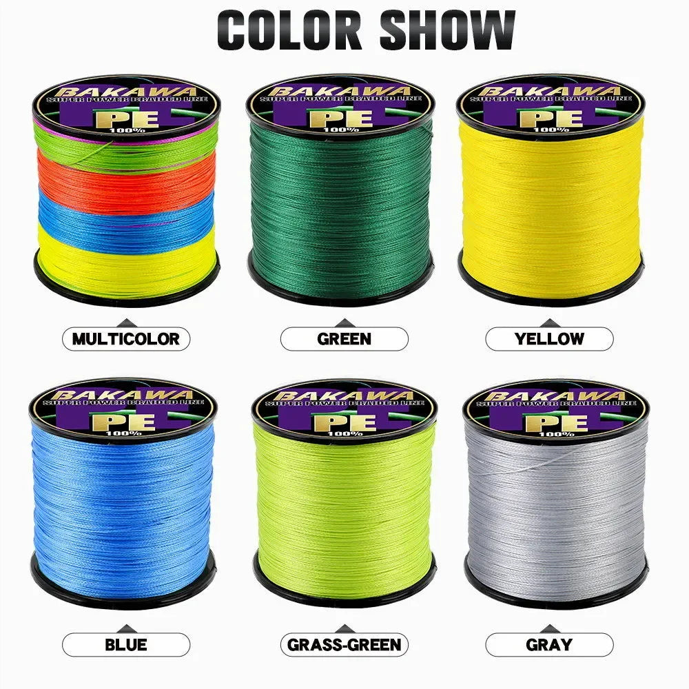 4 Strands Braided Fishing Line PE 100M 300M 500M 1000M Abrasion Resistant
