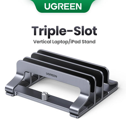 UGREEN Vertical Laptop Stand For MacBook Air Pro Triple Slots Aluminum Notebook Stand For MacBook Pro Tablet iPad Phone Holder-EXPROTAS