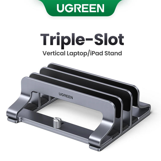 UGREEN Vertical Laptop Stand For MacBook Air Pro Triple Slots Aluminum Notebook Stand For MacBook Pro Tablet iPad Phone Holder-EXPROTAS