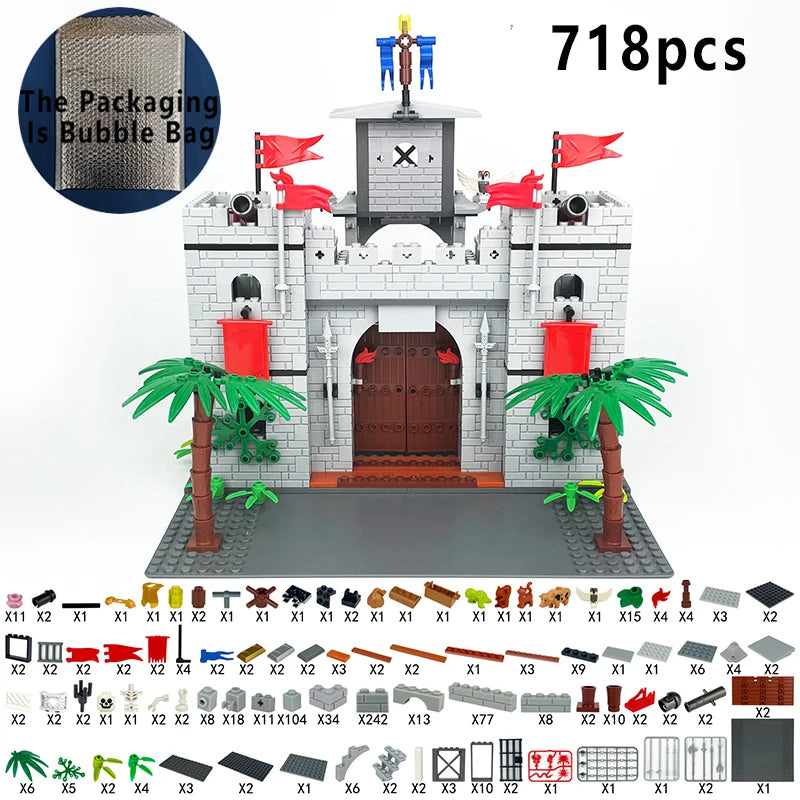 Medieval Knight Castle Building Blocks MOC Construction Scene Brick Toy Set