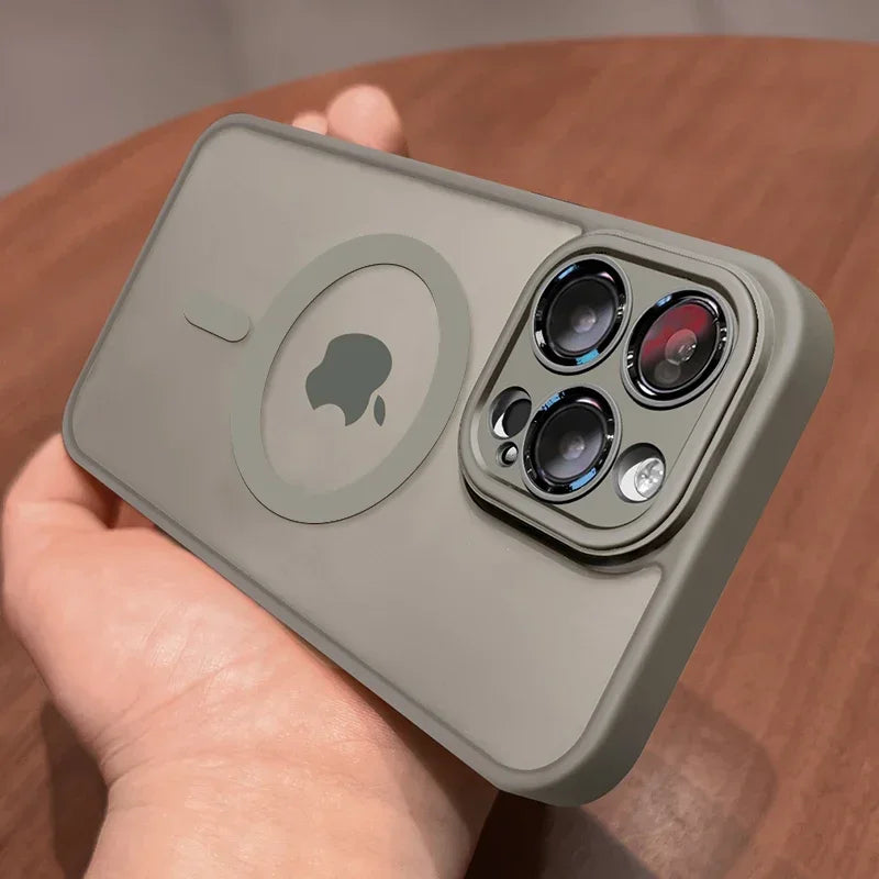 Matte Frosted MagSafe Case for iPhone 11-15 Pro Max Plus Lens Protection