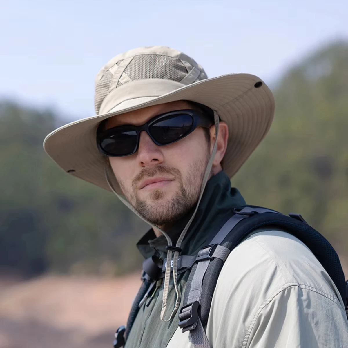 Fishing Hat UV Protection Wide Brim Summer Cap Men Outdoor Hiking