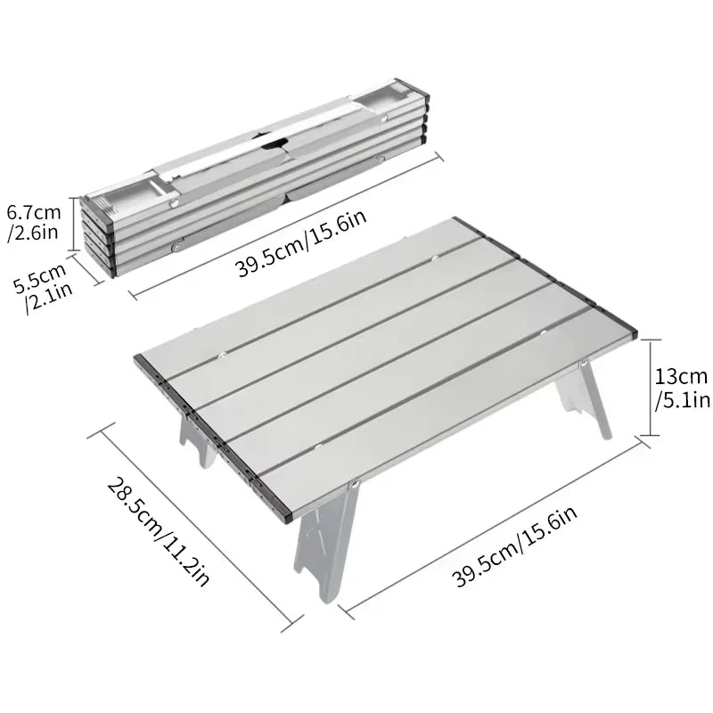 Mini Camping Table Ultralight Portable Aluminum Folding Outdoor Picnic BBQ