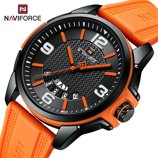 NAVIFORCE Creative TPU Strap Male Wristwatch Fashion Sports 3ATM Waterproof Quartz Day and Date Display Men Watches Reloj Hombre-EXPROTAS