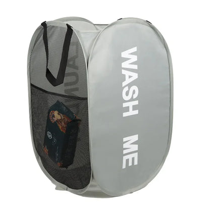 Portable Mesh Pop Up Laundry Hamper Wide Opening Breathable Collapsible Space-Saving Laundry Basket Dorm Travel Bathroom Items