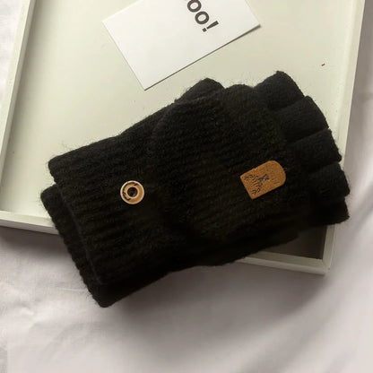 Knitted Fingerless Gloves Winter Warm Thermal Mittens for Men Women