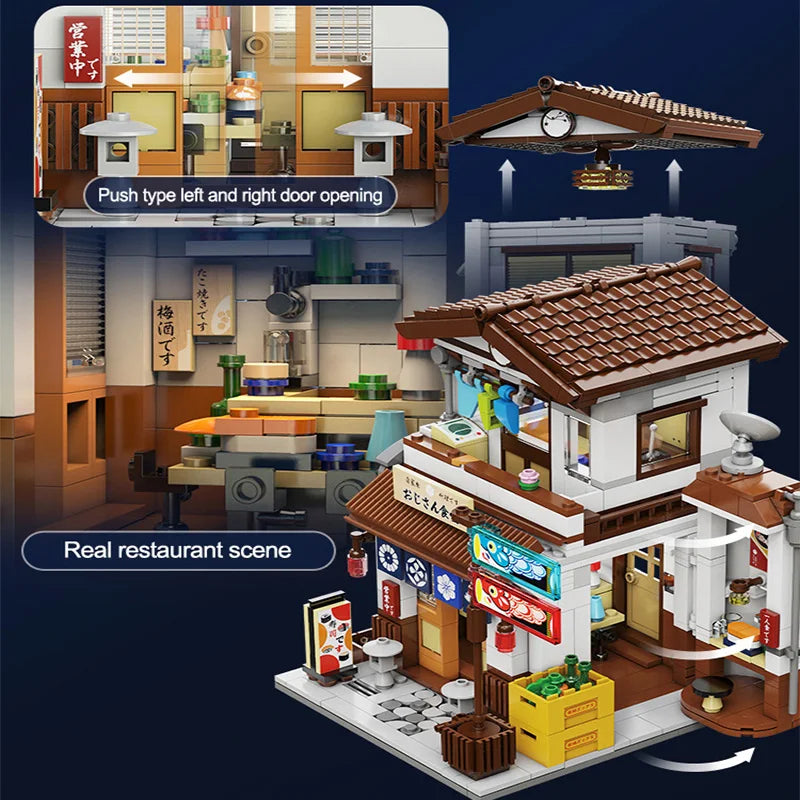 Cada LED City Japanese Style Canteen House Architecture Building Blocks Late Night Canteen Figures Bricks Toys for Kid Gifts-EXPROTAS