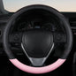 1PC Steering Wheel Cover PU Leather Anti-Slip Universal Fit Black Pink