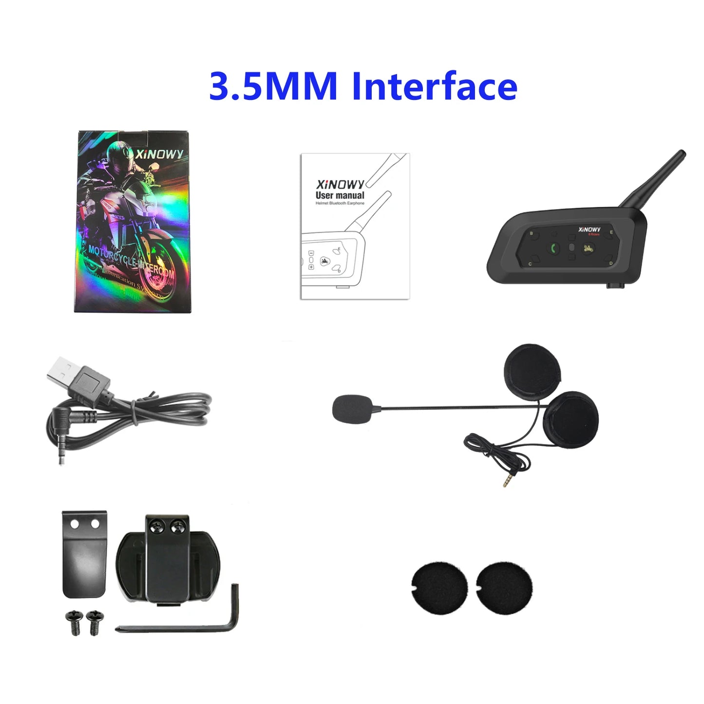 XiNOWY V6 PRO Motorcycle Bluetooth Intercom Helmet Headset 800m Waterproof 6 Riders Music