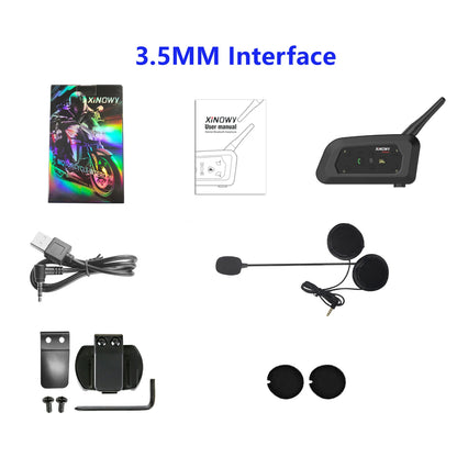 XiNOWY V6 PRO Motorcycle Bluetooth Intercom Helmet Headset 800m Waterproof 6 Riders Music