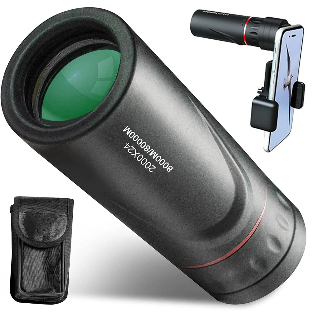 24x HD Monocular Telescope with Phone Adapter Pocket Scope Stargazing Travel