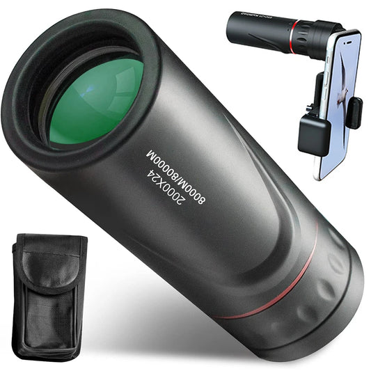 24x HD Monocular Telescope with Phone Adapter Pocket Scope Stargazing Travel