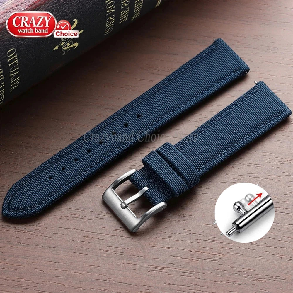 Watch Strap 20mm 22mm Nylon Quick Release Sailcloth Band for Men