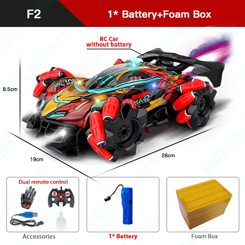 ZWN F1 RC Drift Car With Music Led Lights 2.4G Glove Gesture Radio Remote Control Stunt Cars 4WD Electric Children Toy vs Wltoys-EXPROTAS