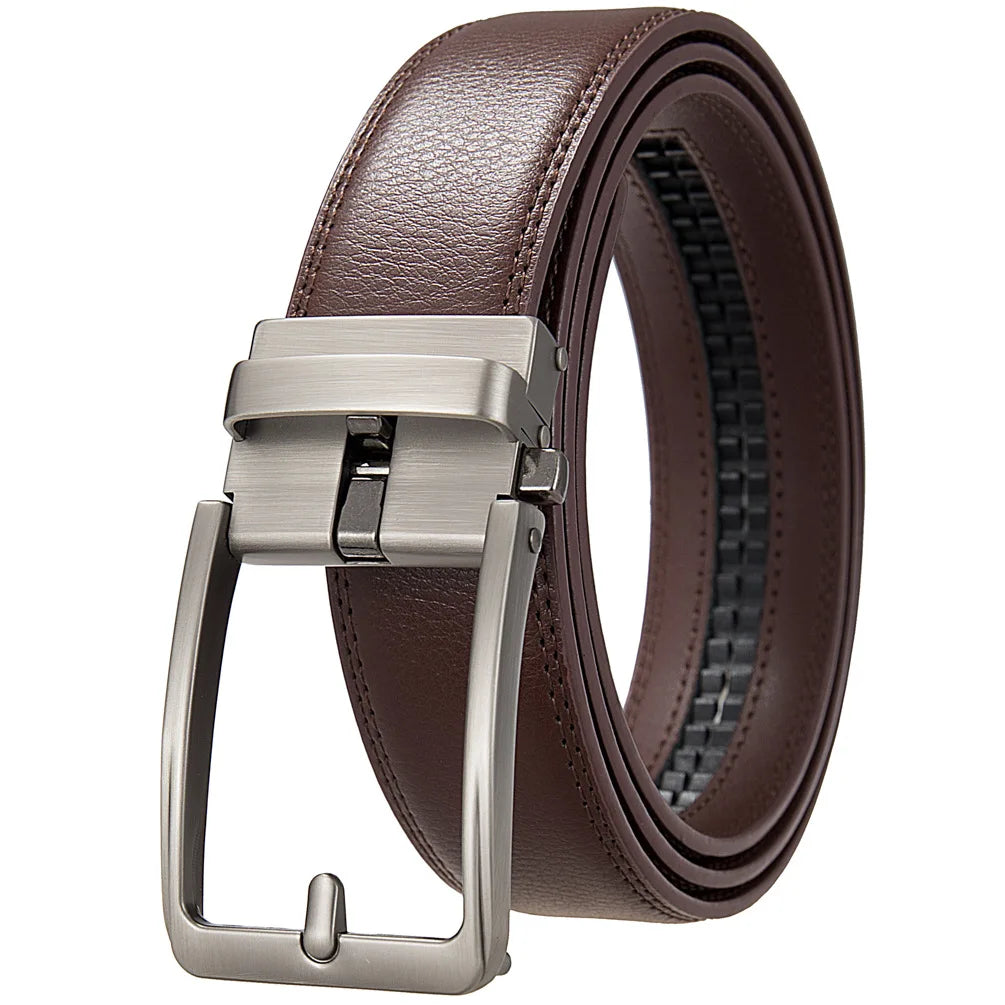 Men's Leather Belt Automatic Buckle 3.5cm Luxury Black Brown