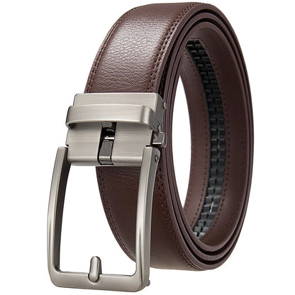Men's Leather Belt Automatic Buckle 3.5cm Luxury Black Brown