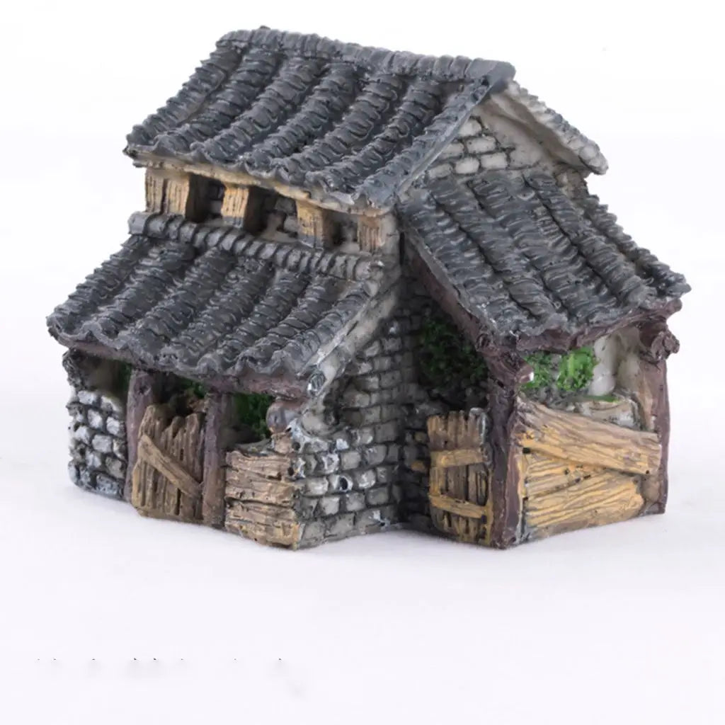1PCS Mini House Model Resin Ornament for Garden Landscaping Decor
