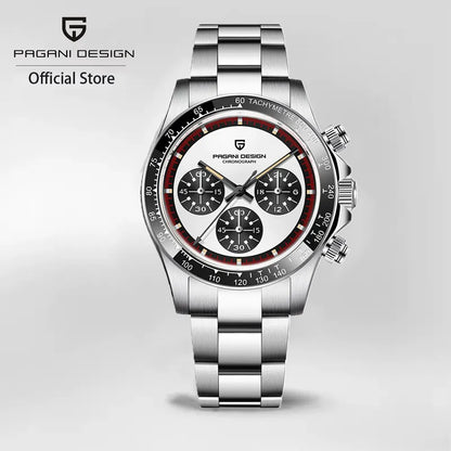 PAGANI Design Men’s Quartz Chronograph Watch Ceramic Bezel 100M Waterproof 2024 Steel