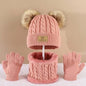 3PC Boys Hat Gloves Winter Set for Kids Warm Knitted Beanie Scarf