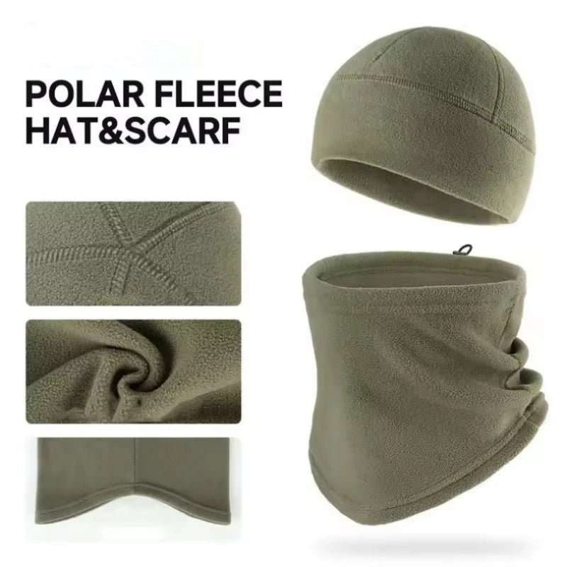 2Pcs Winter Fleece Face Cover Balaclava Neck Warmer Windproof Hat