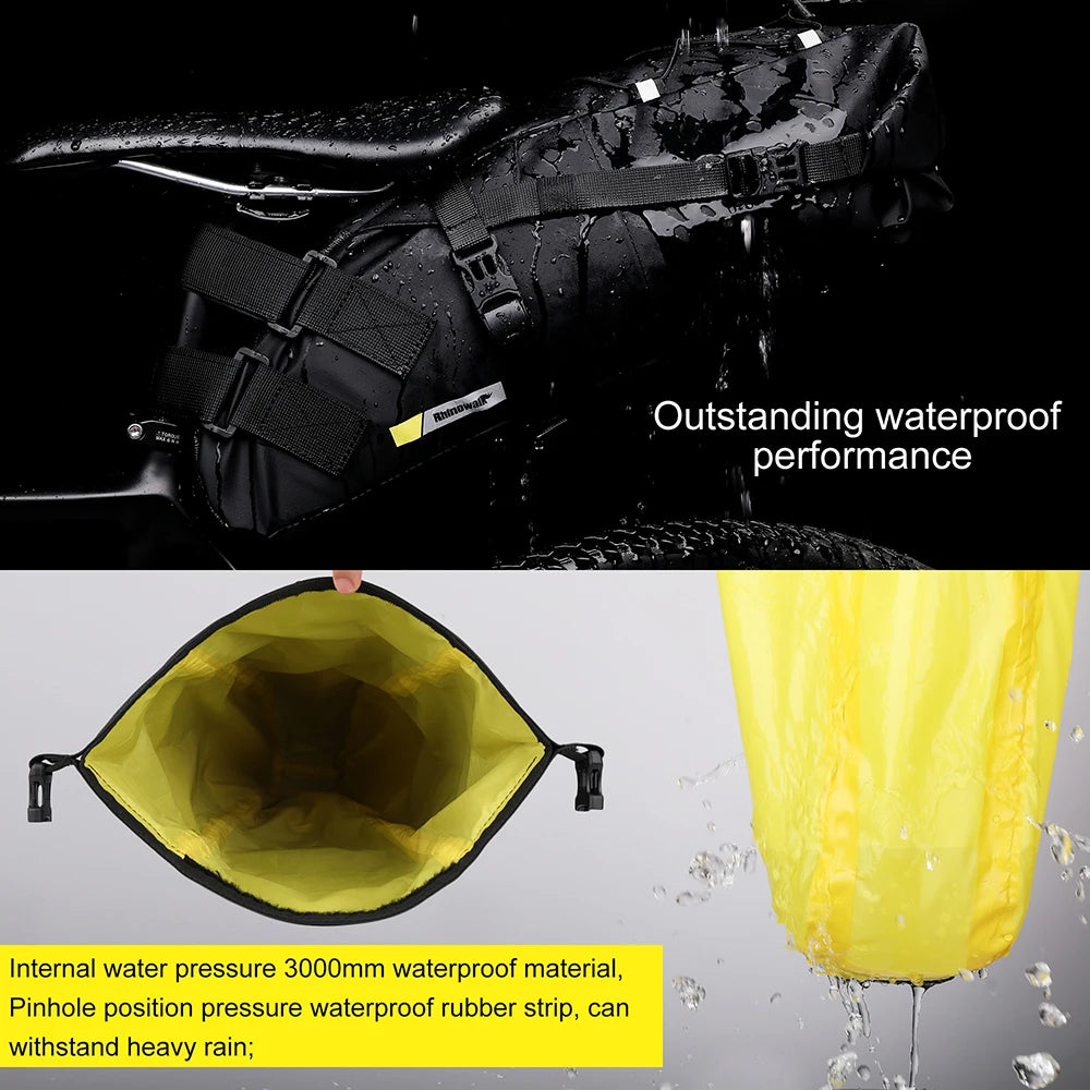 Rhinowalk Waterproof Bicycle Rear Saddle Pannier Tail Bag Large Capacity Foldable