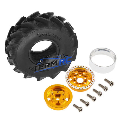 4Pcs Beadlock Wheels 1.0" Rims Mud Tyres for RC Axial SCX24 TRX4M
