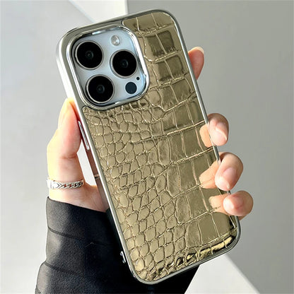 Colourful Crocodile Leather Case for iPhone 11-17 Air Pro Max Plus Shockproof