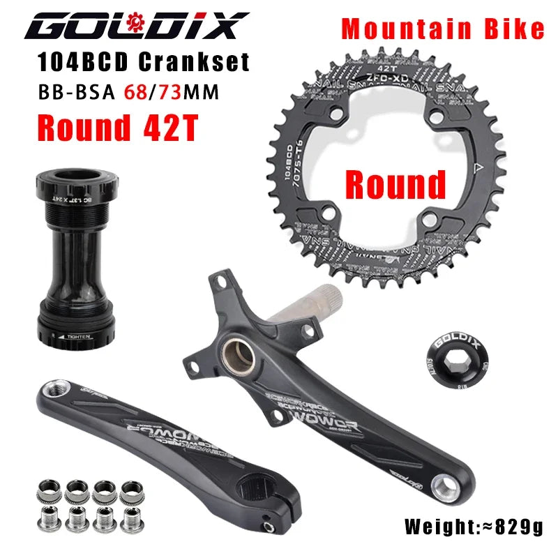 GOLDIX MTB Crankset 104BCD with Narrow Wide Chainring Round or Oval Options - EXPROTAS