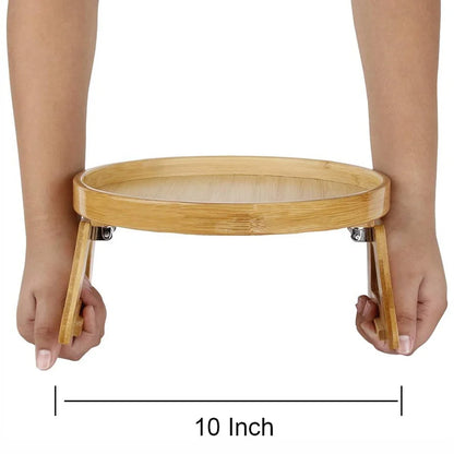 Wooden Sofa Armrest Tray Table Clip-On Snack Holder for Remote Coffee Drinks