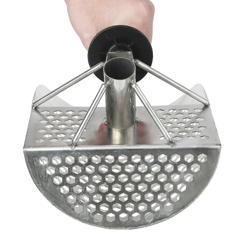 Beach Treasure Hunting Sand Scoop for Metal Detecting Stainless Steel with Hexahedron 7Mm Holes Fast Sifting Metal Detector-EXPROTAS