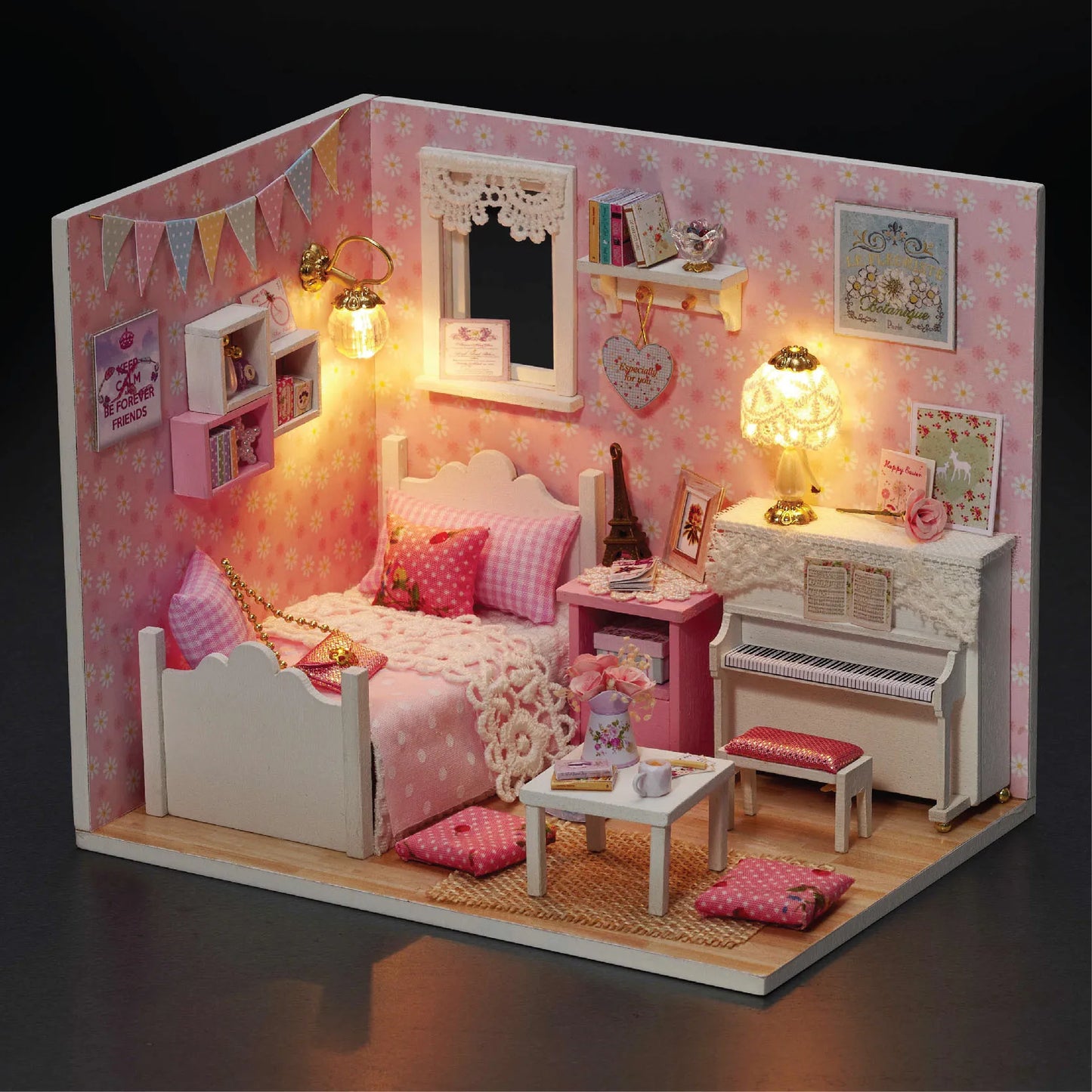 DIY Miniature Dollhouse 3D Puzzle Kit with Furniture & LED Lights Room Decor Gift - EXPROTAS