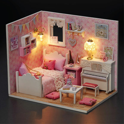 DIY Miniature Dollhouse 3D Puzzle Kit with Furniture & LED Lights Room Decor Gift - EXPROTAS