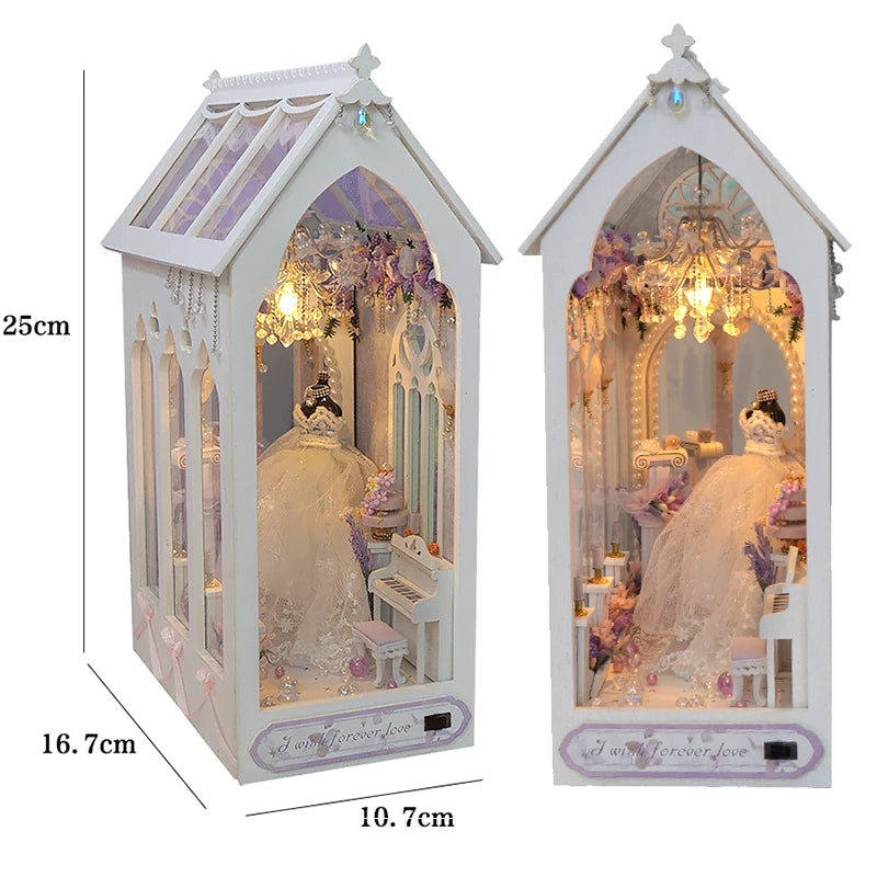 DIY Wooden Book Nook Mini Dollhouse 3D Puzzle Kit Bookshelf Insert Decor Gift - EXPROTAS