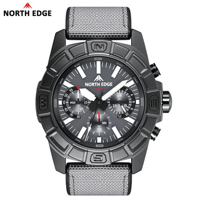 NORTH EDGE BLAZE Men's Solar Quartz Watch, 316L SS Case, Pilot Sports, 50M Waterproof