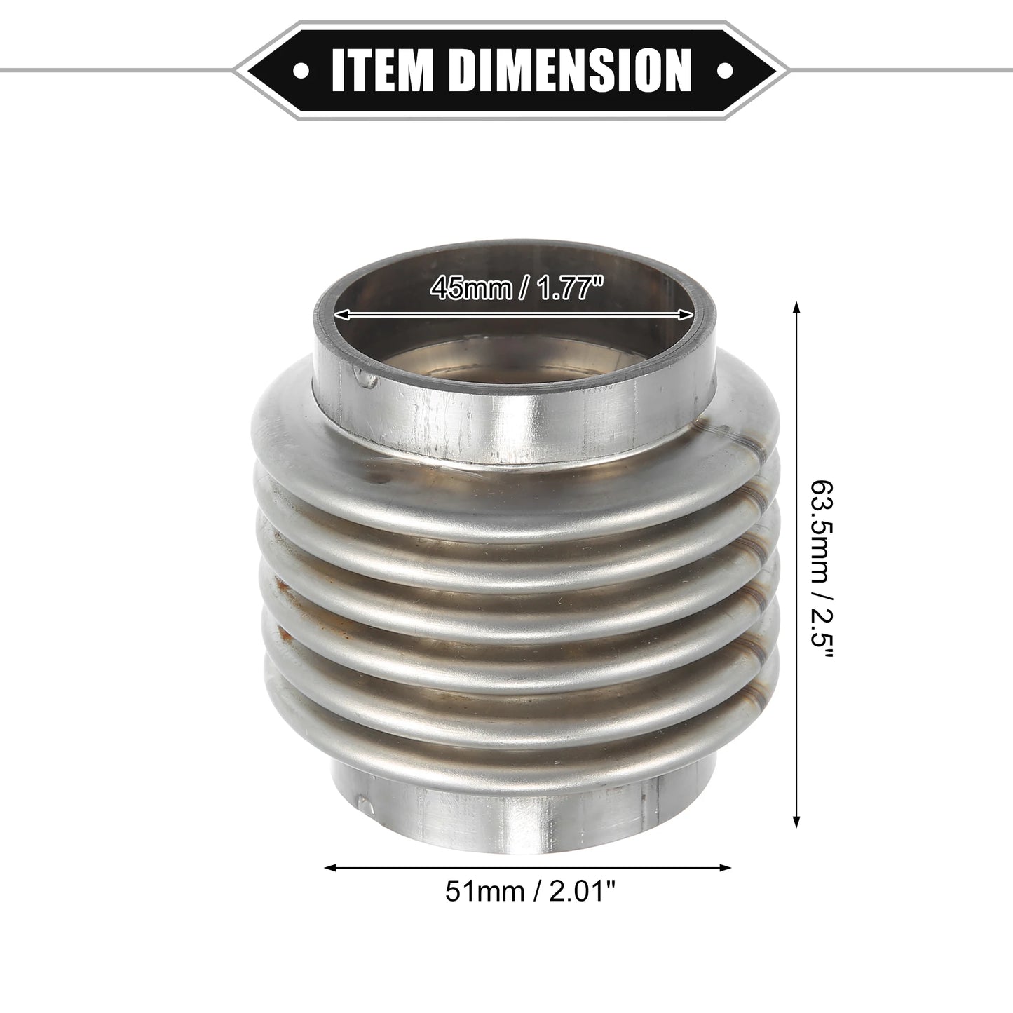 UXCELL Exhaust Flex Pipe | 38/45/50/60mm Bellows Connector Stainless Universal